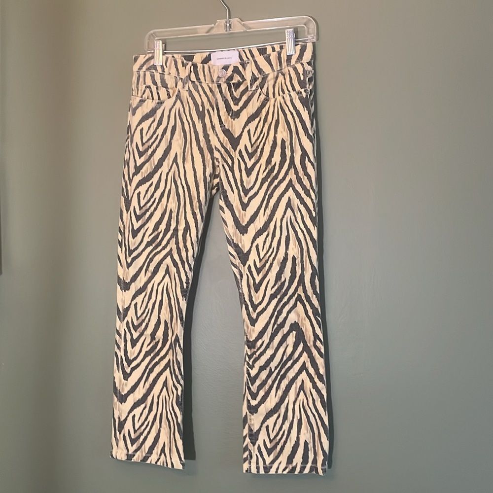Current Elliott The Ruby Crop Jeans Natural Zebra Cropped Flare Jeans Sz 26 - Picture 5 of 9